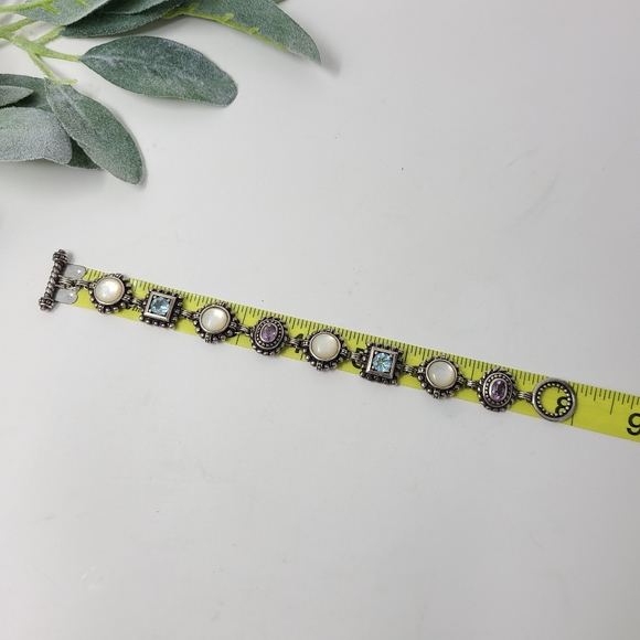 Sterling Silver Amethyst Topaz Artisan Bracelet - Picture 10 of 11